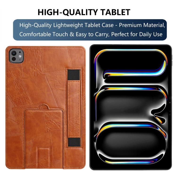 For iPad Pro 13 2025 / 2024 Wristband Retro Vegan Leather Back Tablet Case with Holder