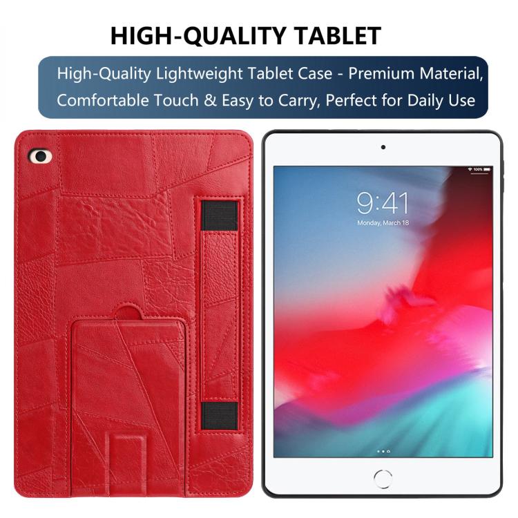 For iPad mini 5 / 4 / 3 / 2 / 1 Wristband Retro Vegan Leather Back Tablet Case with Holder