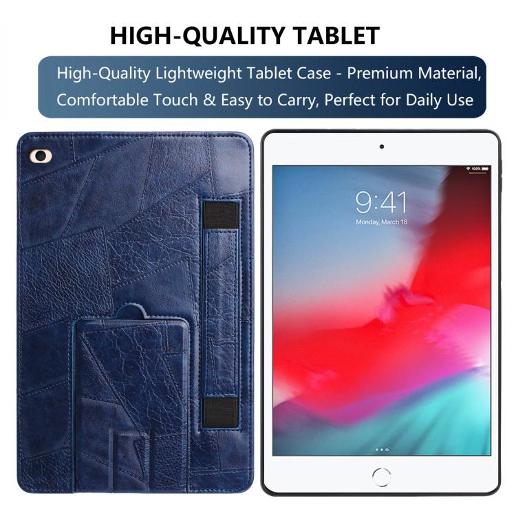 For iPad mini 5 / 4 / 3 / 2 / 1 Wristband Retro Vegan Leather Back Tablet Case with Holder