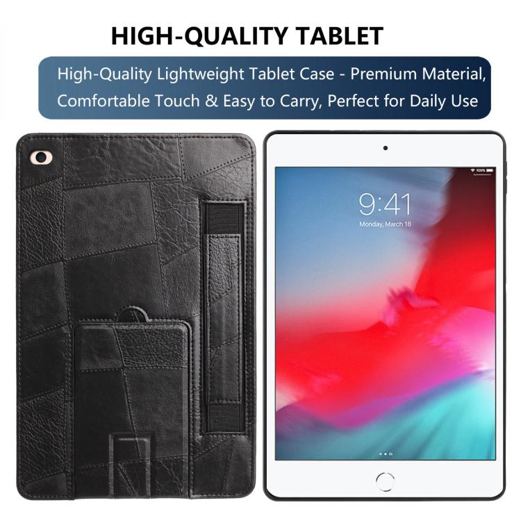 For iPad mini 5 / 4 / 3 / 2 / 1 Wristband Retro Vegan Leather Back Tablet Case with Holder