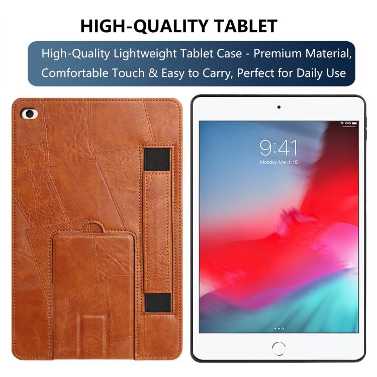 For iPad mini 5 / 4 / 3 / 2 / 1 Wristband Retro Vegan Leather Back Tablet Case with Holder