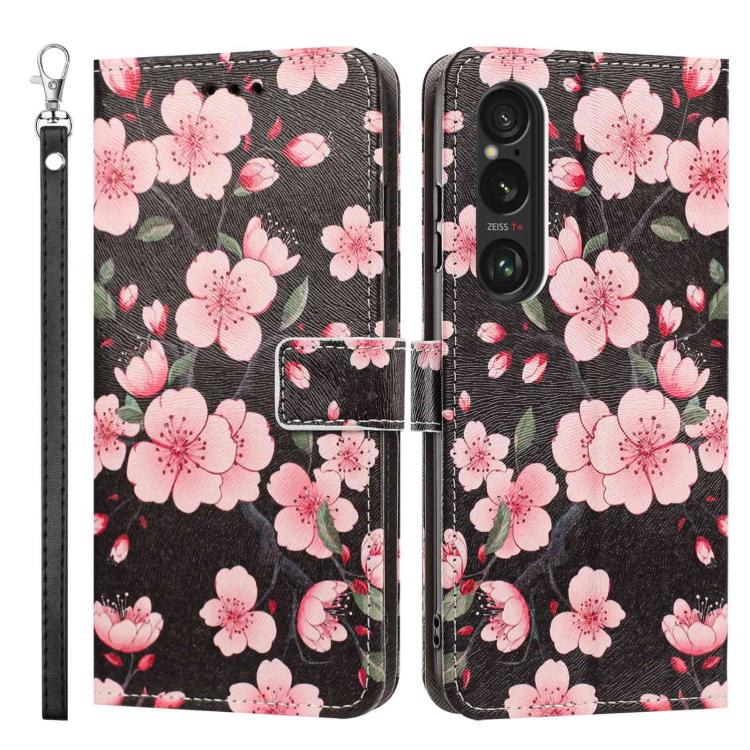 For Sony Xperia 1 VI Painted Pattern Vegan Leather Phone Case with Strap