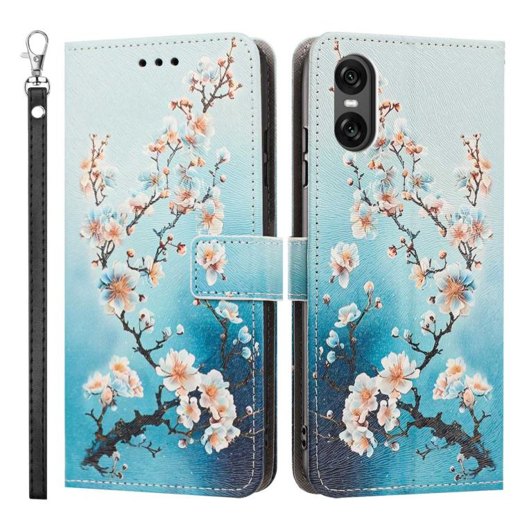 For Sony Xperia 10 VI Painted Pattern Vegan Leather Phone Case with Strap