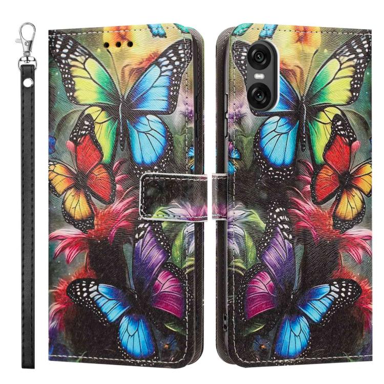 For Sony Xperia 10 VI Painted Pattern Vegan Leather Phone Case with Strap