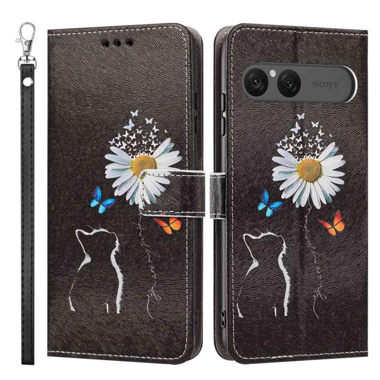 For Sony Xperia 10 VII Painted Pattern Vegan Leather Phone Case with Strap