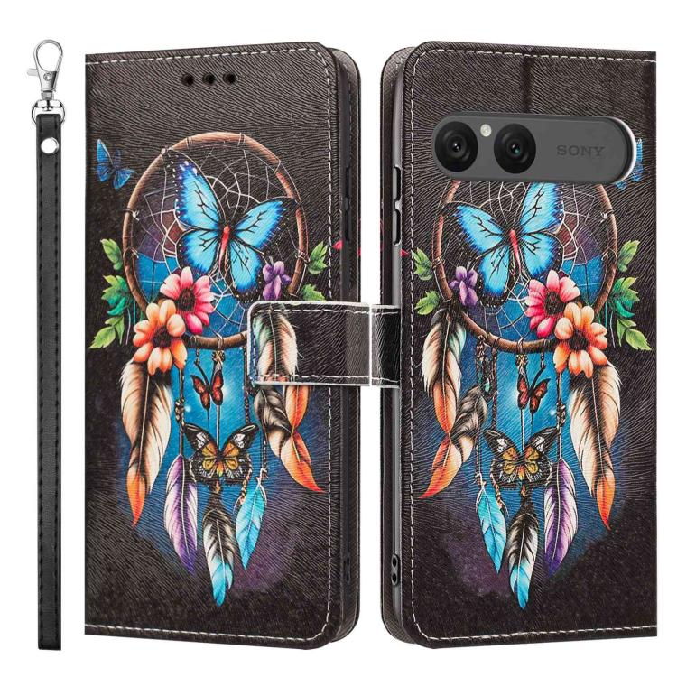 For Sony Xperia 10 VII Painted Pattern Vegan Leather Phone Case with Strap
