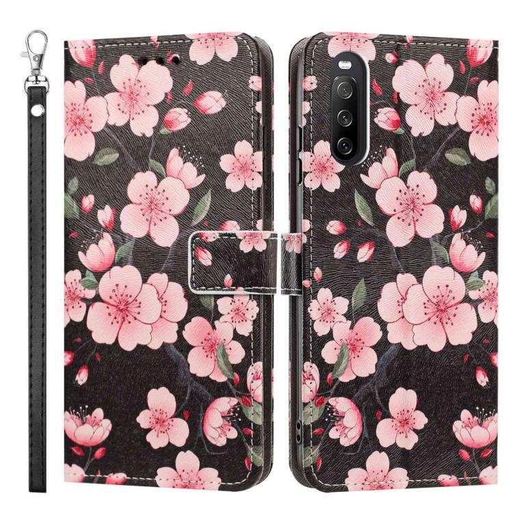 For Sony Xperia 10 V Painted Pattern Vegan Leather Phone Case with Strap
