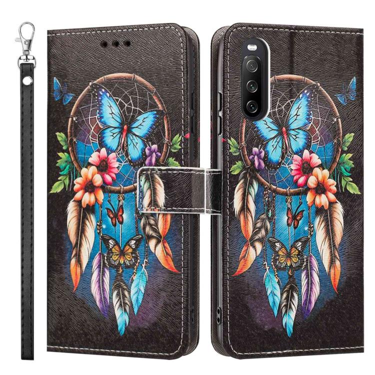For Sony Xperia 10 V Painted Pattern Vegan Leather Phone Case with Strap