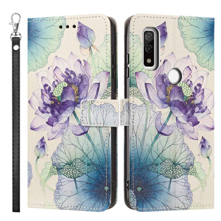 For Fujitsu Arrows WE/F 51B/BZ03 -WE Fcg01 Painted Pattern Vegan Leather Phone Case with Strap