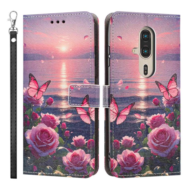 For Fujitsu FCNT Rakuraku F-53E Painted Pattern Vegan Leather Phone Case with Strap