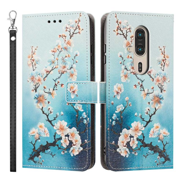 For Fujitsu FCNT Rakuraku F-53E Painted Pattern Vegan Leather Phone Case with Strap
