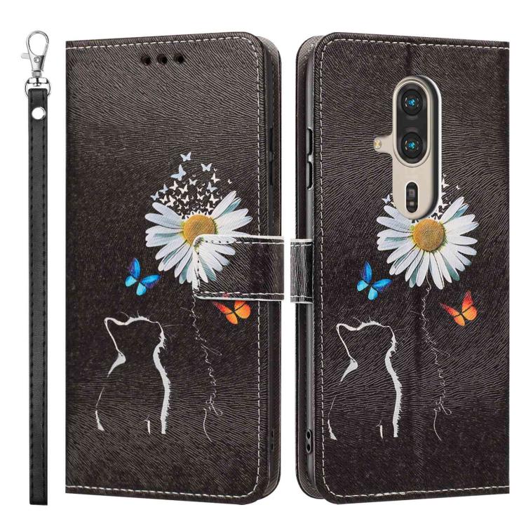 For Fujitsu FCNT Rakuraku F-53E Painted Pattern Vegan Leather Phone Case with Strap