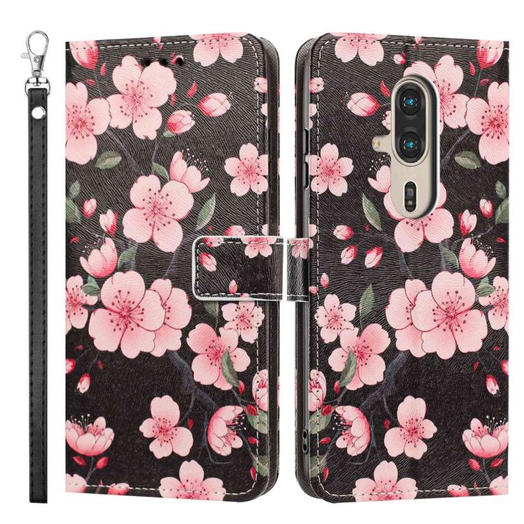For Fujitsu FCNT Rakuraku F-53E Painted Pattern Vegan Leather Phone Case with Strap