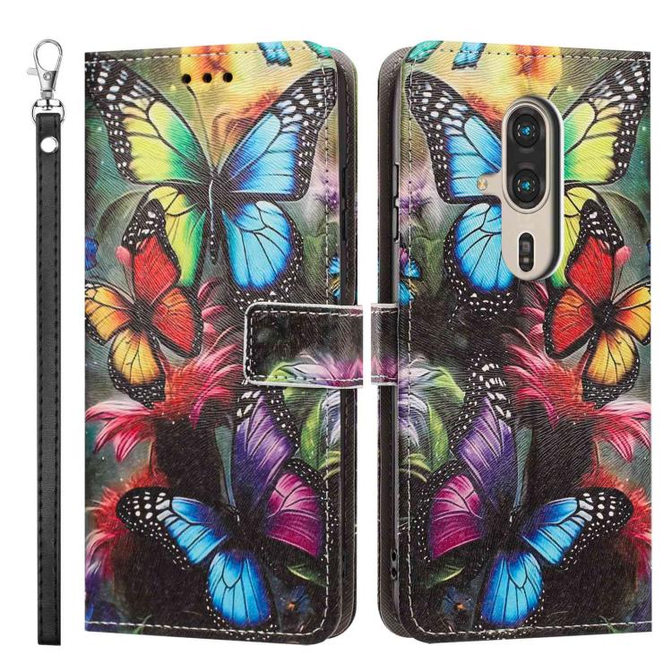 For Fujitsu FCNT Rakuraku F-53E Painted Pattern Vegan Leather Phone Case with Strap