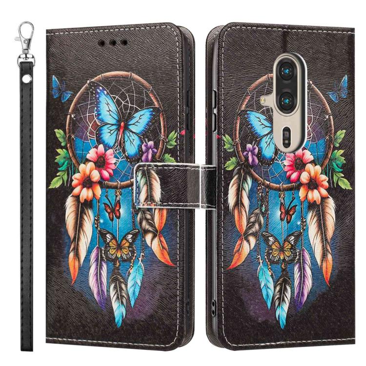 For Fujitsu FCNT Rakuraku F-53E Painted Pattern Vegan Leather Phone Case with Strap
