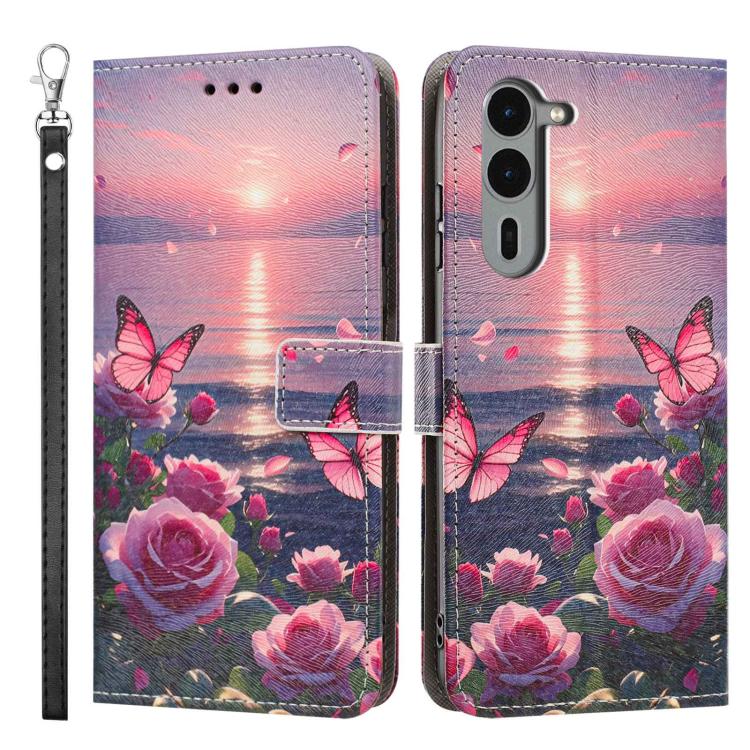 For Fujitsu Arrows We2 Plus/F-51E Painted Pattern Vegan Leather Phone Case with Strap