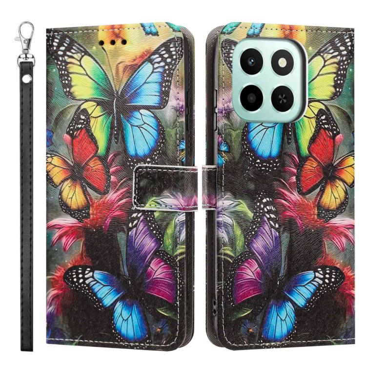 For Honor X6C/X5B/X5B Plus 4G Global Painted Pattern Vegan Leather Phone Case with Strap