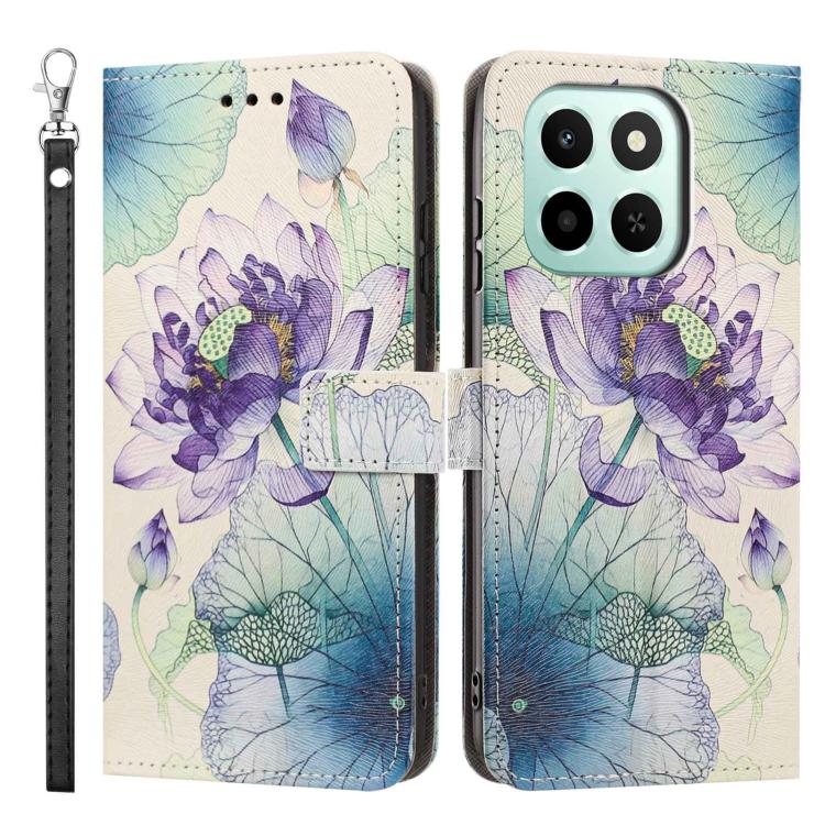 For Honor X6C/X5B/X5B Plus 4G Global Painted Pattern Vegan Leather Phone Case with Strap