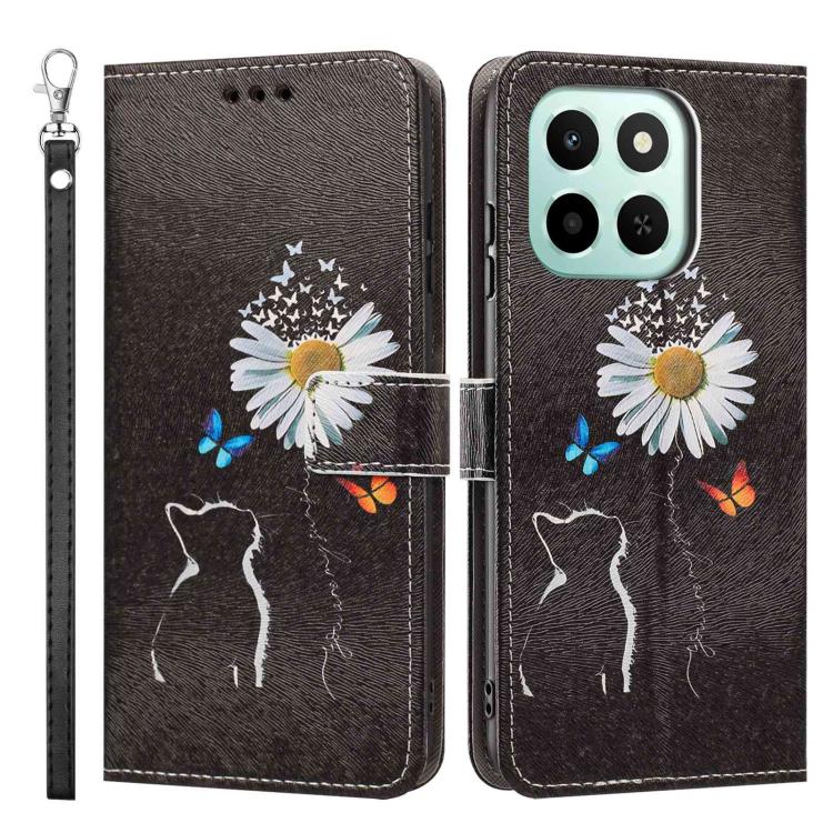 For Honor 400 Smart 5G / X7D 5G Global Painted Pattern Vegan Leather Phone Case with Strap