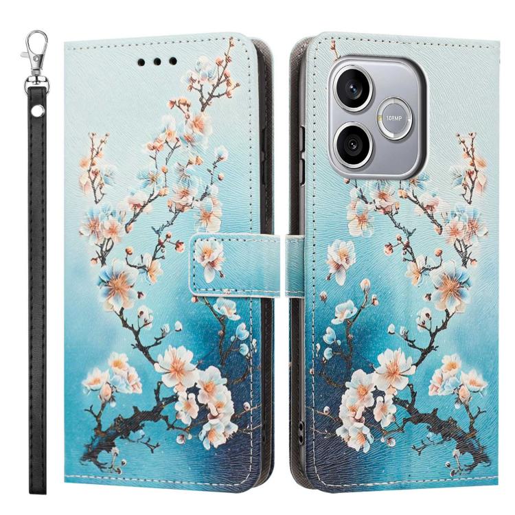 For Honor 600 Lite Global Painted Pattern Vegan Leather Phone Case with Strap