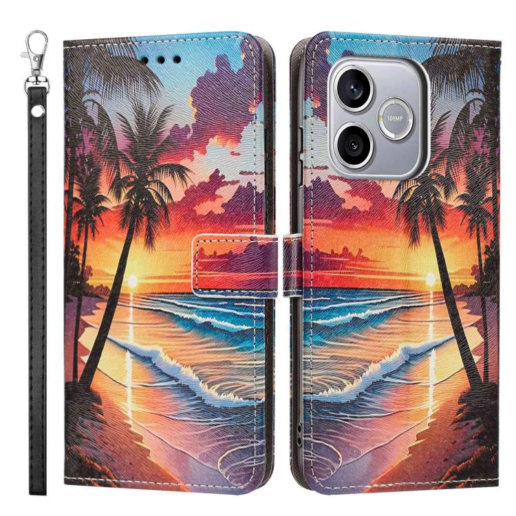 For Honor 600 Lite Global Painted Pattern Vegan Leather Phone Case with Strap