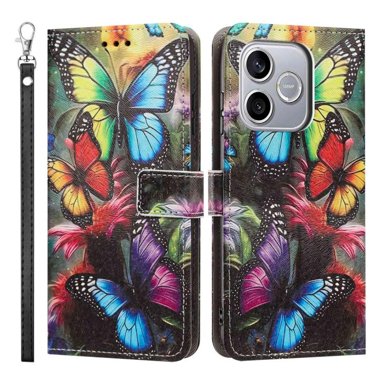 For Honor 600 Lite Global Painted Pattern Vegan Leather Phone Case with Strap
