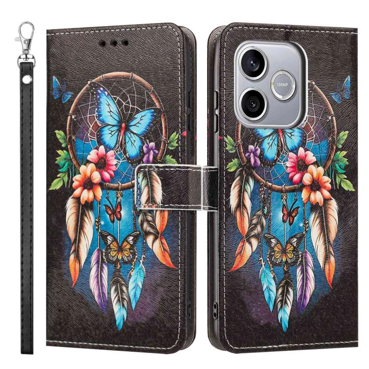 For Honor 600 Lite Global Painted Pattern Vegan Leather Phone Case with Strap