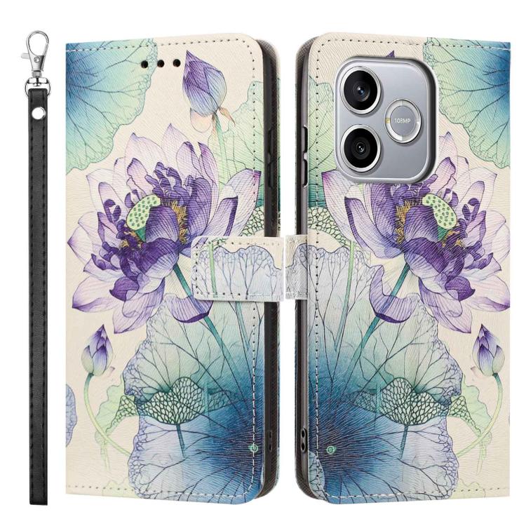 For Honor 600 Lite Global Painted Pattern Vegan Leather Phone Case with Strap
