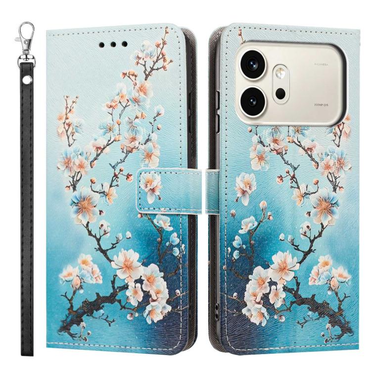 For Honor 600 / 600 Pro Global Painted Pattern Vegan Leather Phone Case with Strap