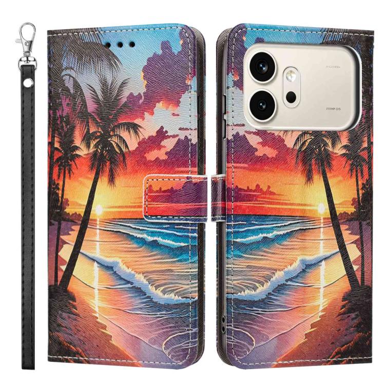 For Honor 600 / 600 Pro Global Painted Pattern Vegan Leather Phone Case with Strap