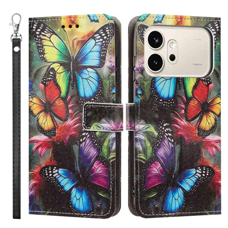 For Honor 600 / 600 Pro Global Painted Pattern Vegan Leather Phone Case with Strap