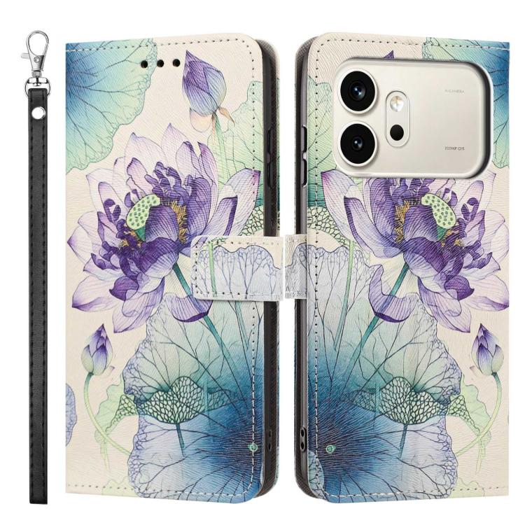 For Honor 600 / 600 Pro Global Painted Pattern Vegan Leather Phone Case with Strap