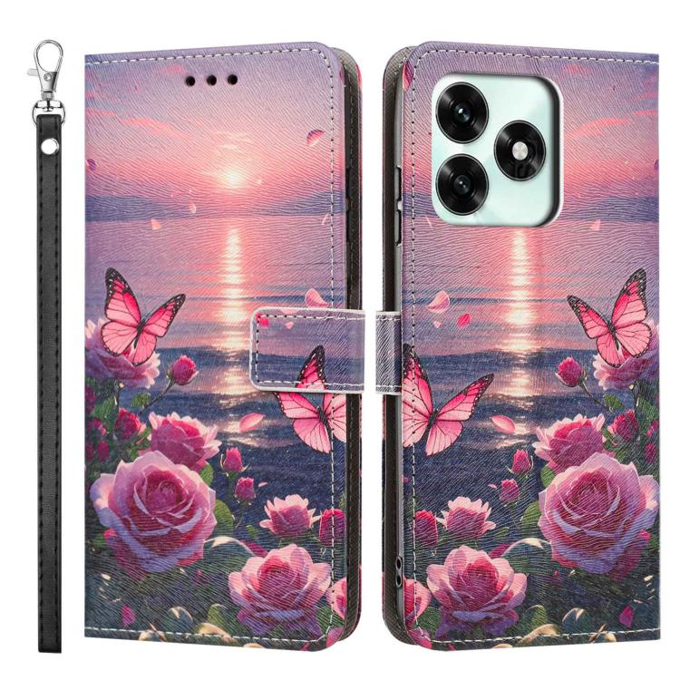 For Honor X5C Plus / X5C 4G Global Painted Pattern Vegan Leather Phone Case with Strap