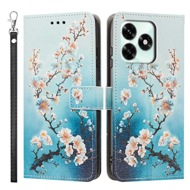 For Honor X5C Plus / X5C 4G Global Painted Pattern Vegan Leather Phone Case with Strap