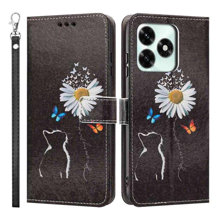 For Honor X5C Plus / X5C 4G Global Painted Pattern Vegan Leather Phone Case with Strap