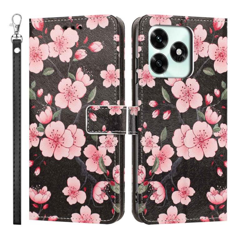 For Honor X5C Plus / X5C 4G Global Painted Pattern Vegan Leather Phone Case with Strap