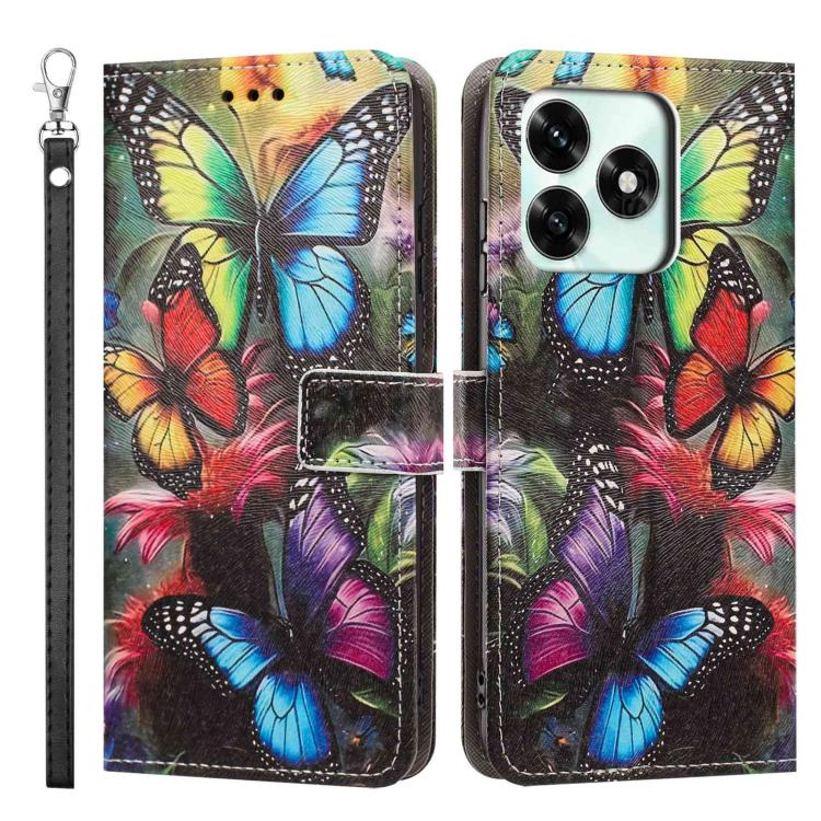 For Honor X5C Plus / X5C 4G Global Painted Pattern Vegan Leather Phone Case with Strap