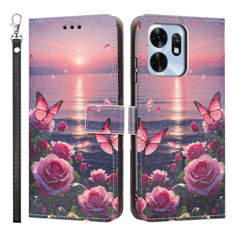 For Honor X6d 5G Painted Pattern Vegan Leather Phone Case with Strap