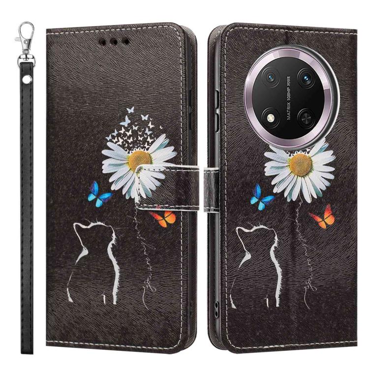 For Honor X9c 5G Global Painted Pattern Vegan Leather Phone Case with Strap
