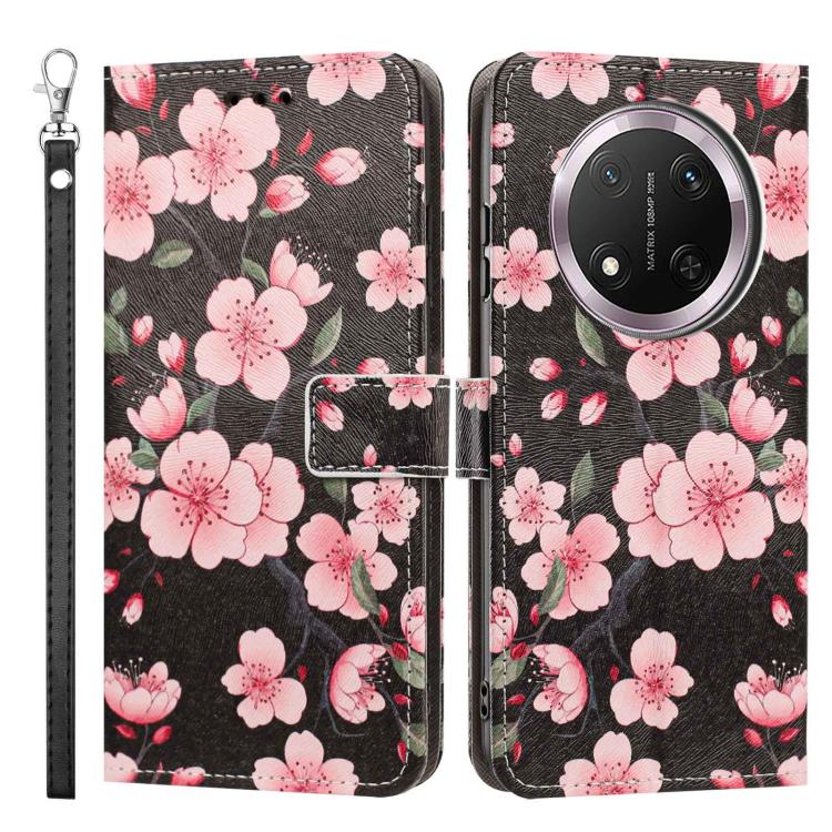For Honor X9c 5G Global Painted Pattern Vegan Leather Phone Case with Strap