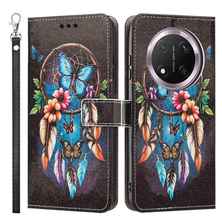For Honor X9c 5G Global Painted Pattern Vegan Leather Phone Case with Strap