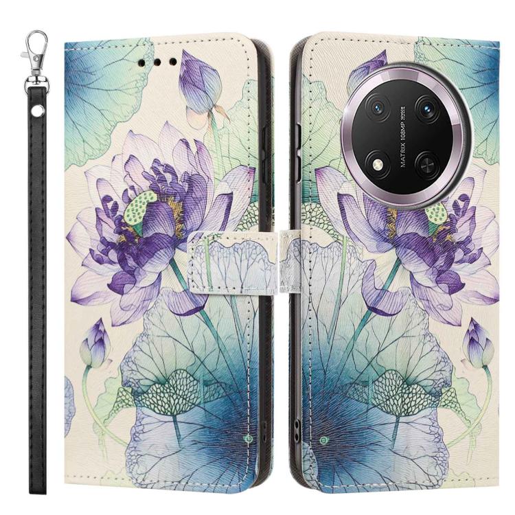 For Honor X9c 5G Global Painted Pattern Vegan Leather Phone Case with Strap