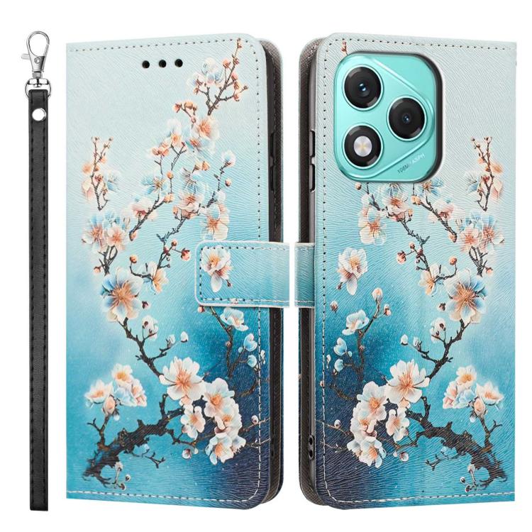 For Honor 400 Lite Global Painted Pattern Vegan Leather Phone Case with Strap