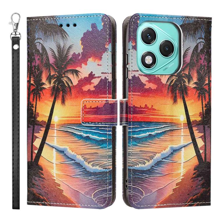 For Honor 400 Lite Global Painted Pattern Vegan Leather Phone Case with Strap