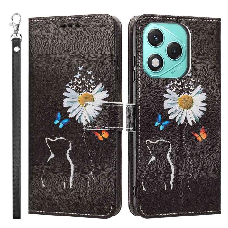 For Honor 400 Lite Global Painted Pattern Vegan Leather Phone Case with Strap