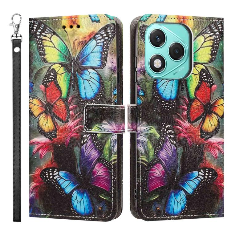 For Honor 400 Lite Global Painted Pattern Vegan Leather Phone Case with Strap
