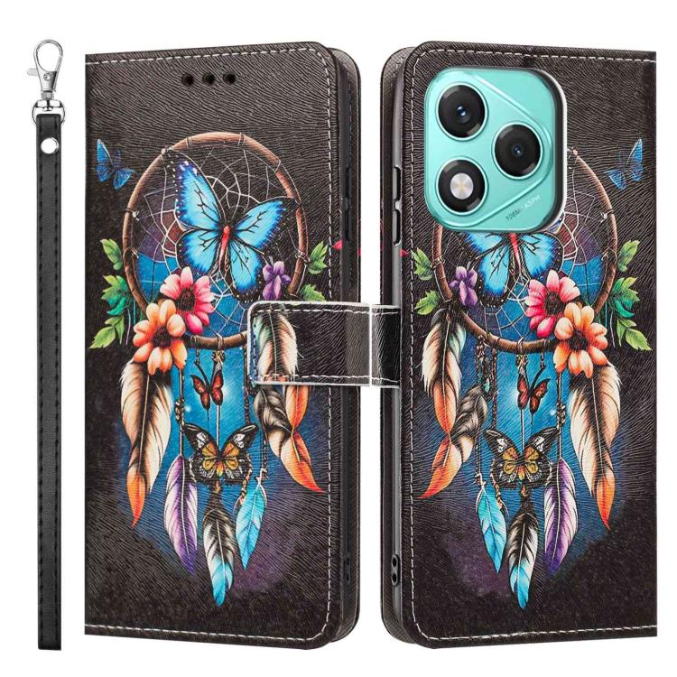 For Honor 400 Lite Global Painted Pattern Vegan Leather Phone Case with Strap