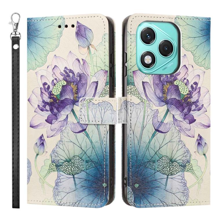 For Honor 400 Lite Global Painted Pattern Vegan Leather Phone Case with Strap