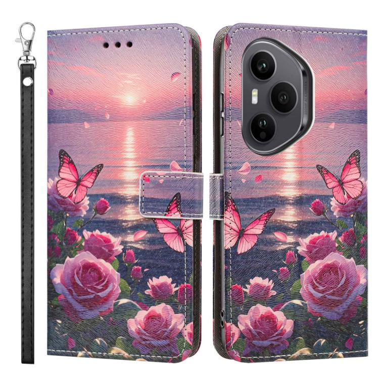 For Honor 400 Pro Global 160.8mm Painted Pattern Vegan Leather Phone Case with Strap