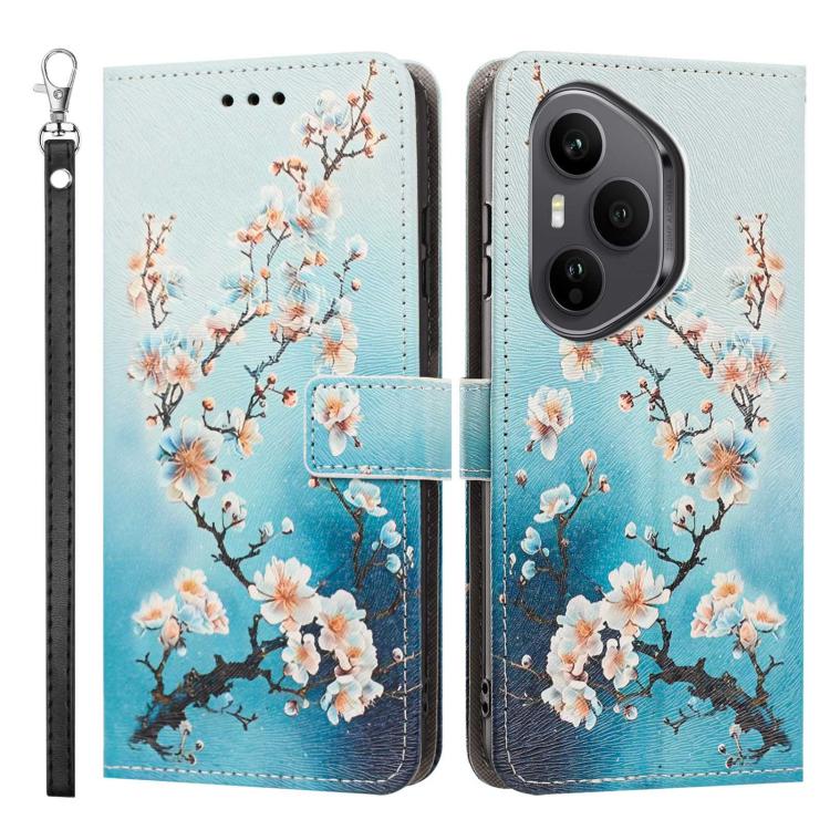 For Honor 400 Pro Global 160.8mm Painted Pattern Vegan Leather Phone Case with Strap
